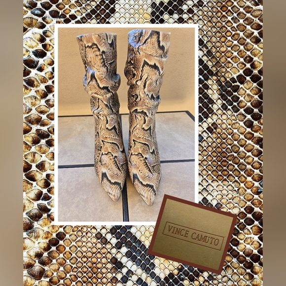 EUC Vince Camuto Snakeskin Slouchy Design Heeled Boots, 8.5M/39 - Picture 1 of 11
